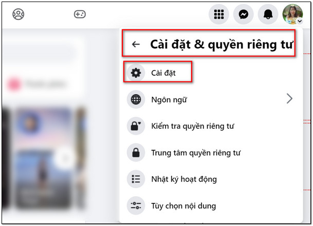 Tìm đến mục Cài đặt và quyền riêng tư