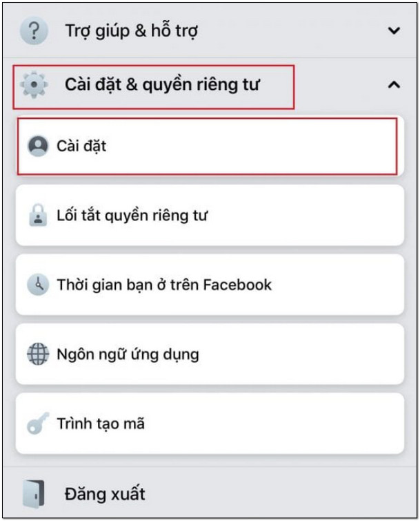 Click chọn Cài đặt và quyền riêng tư