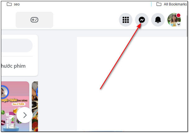 Nhấp chọn biểu tượng messenger trên máy tính