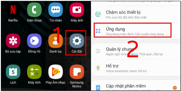 Tìm đến mục ứng dụng